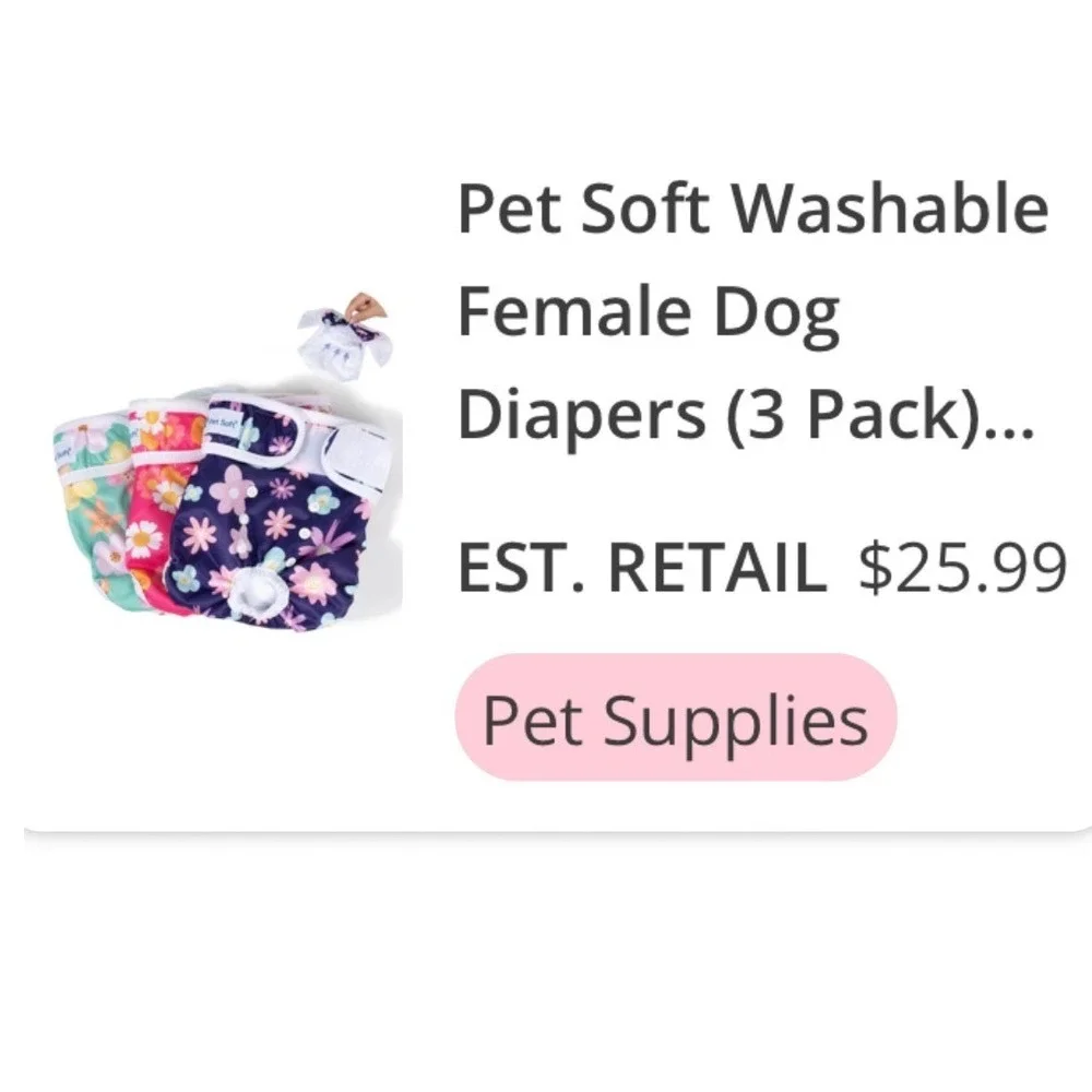 Pet Soft Washable Female Dog Diapers 3 Pack Floral Print XS Reusable Wraps